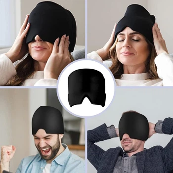 Гелева маска-шапка ThermaxCap — прохолодний релакс для голови та очей | чорна