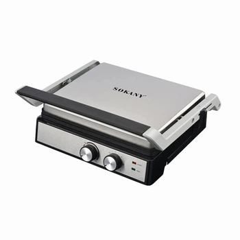Электрический гриль Sokany SK-08050 — контактный настольный гриль 2000 Вт с антипригарным покрытием и открытием на 180° (22544)