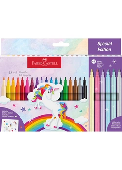 Фломастеры 24 цв. FABER CASTELL Единорог с наклейками (554221)