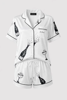 Жіноча сатинова піжама BOBRAND "Pajama party" - 2XL