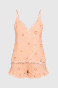 Жіноча муслінова піжама з шортами BOBRAND "Peach" - M