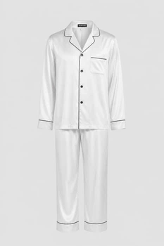Чоловіча шовкова піжама BOBRAND ““Classic White” - 3XL