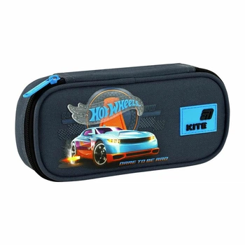 Пенал Kite Hot Wheels "Машинки Хотвилс" 21х8.5х4.5 см 1 отделение + прямоугольный органайзер на молнии синий (HW26-662)