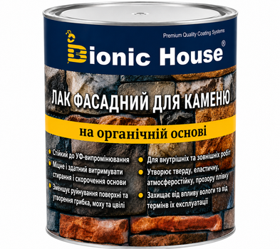 Лак для каменю акриловий Bionic-House "Мокрий ефект", Безбарвний, Глянцевий, 1 л