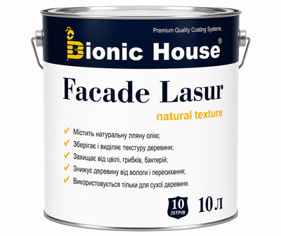 Фарба для дерева FACADE LASUR Bionic-House 10 л Безбарвний