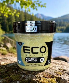 Гель для укладання Ecoco для максимальної фіксації та блиску волосся з чорною касторовою та лляною олією 473 мл Eco Style Black Castor & Flaxseed Oil