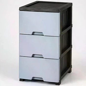 Комод пластиковый R-Plastic "Матовый фасад" на 3 выдвижных ящика черно-серый для дома