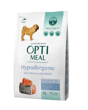 Сухой корм для взрослых собак средних и крупных пород Optimeal Hypoallergenic Adult Medium & Large Breeds с лососем 4 кг (4820215365932)