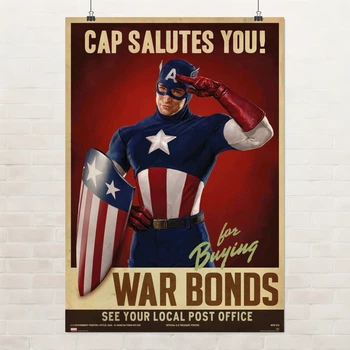 Постер Капитан Америка, Captain America Salutes You, супергеройский постер, A2 60×43 см (id0239)