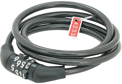 Замок велосипедний Voltronic тросовий кодовий Dead Fly Lock 532, довжина 6х1000 мм, ABS/сталевий дріт Чорний (YT42611)