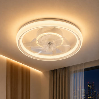 LED люстра 82W стельова Valeso B XI3803-480 WH кільцевий розсіювач з вентилятором 3000-6500К з пультом білого кольору IP20