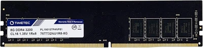 Оперативна пам'ять Timetec 8GB DDR4 3200MHz PC4-25600 (75TT32NU1R8-8G) UDIMM Non-ECC Unbuffered - Б/В