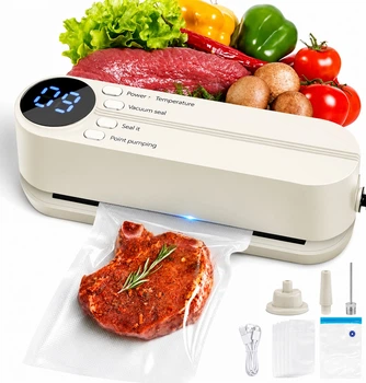 Портативный вакуумный упаковщик для продуктов Vacuum Sealer 818 10Вт вакууматор ручной бытовой бежевый