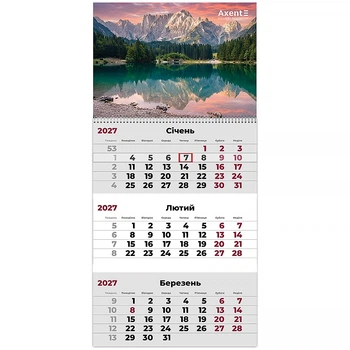 Календарь настенный квартальный 2027г, 1 пружина, Mountains 3