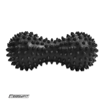 Подвійний масажний м'яч арахіс EasyFit з шипами твердий чорний (PVC) (ролик-валик для МФР та йоги, масажер для спини, ніг, рук, шиї) EF-1072-BK