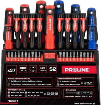 Zestaw wkrętaków i bitów Proline Soft Touch 37 elementów ze stojakiem (10687) (5903755190536)