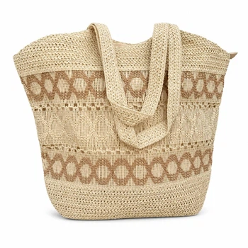 Пляжная сумка-шоппер LUNA 2632 Boho Style из рафии с внутренней подкладкой
