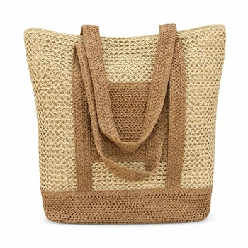 Пляжная сумка-шоппер LUNA 2629 Beige Breeze плетёная женская с подкладкой и застёжкой-молнией