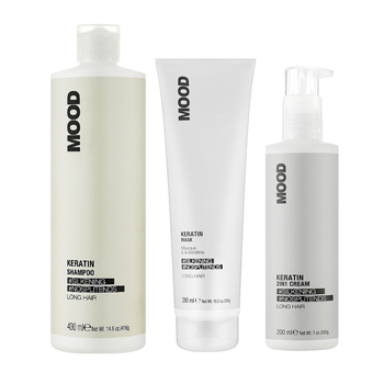 Набор для восстановления и укрепления волос с кератином MOOD Keratin шампунь 400 мл, маска 300 мл, крем 2 в 1 200 мл