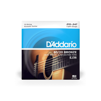 Струны для акустической гитары DʼADDARIO EJ36 80/20 Bronze Regular Light 12-String (10-47)