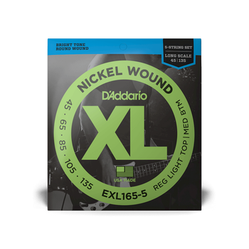 Струны для бас-гитары DʼADDARIO EXL165-5 XL Nickel Wound Bass Reg Light Top/Med Bottom 5-String (45-135)