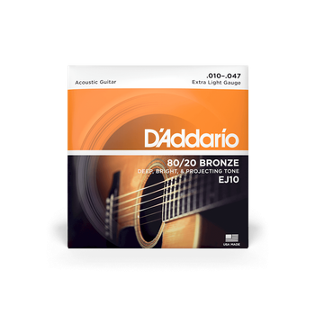 Струни для акустичної гітари DʼAddario EJ10 80/20 Bronze Extra Light (10-47)