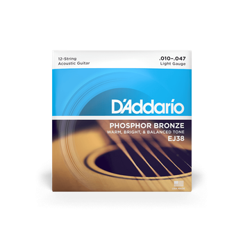 Струны для акустической гитары DʼADDARIO EJ38 Phosphor Bronze Regular Light 12-String (10-47)
