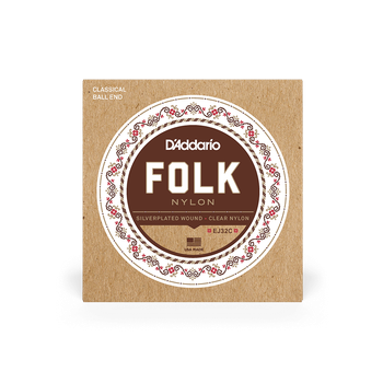 Струны для классической гитары DʼADDARIO EJ32C Folk Nylon Ball End Silver Wound / Clear Treble