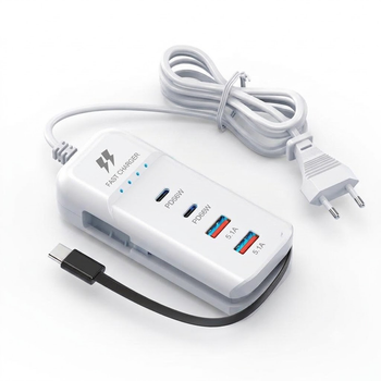 Сетевое зарядное устройство-хаб 66W, 2 USB + 2 Type-C, EU вилка