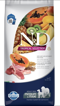 Сухий низькозерновий корм Farmina N&D Dog Adult MEDIUM & MAXI Low Grain Tropical Selection Lamb для дорослих собак середніх та великих порід з ягням та тропічними фруктами 10 кг