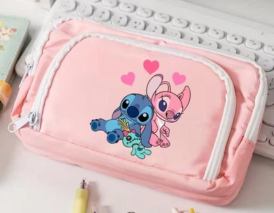 Пенал шкільний косметичка Disney Lilo та Stitch Стіч та Angel рожевий Angoo