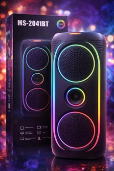 Портативна колонка MS-2041BT 50 Вт Bluetooth акустична система з RGB підсвічуванням TWS FM радіо USB microSD AUX бездротова колонка з потужним стереозвуком автономною роботою підключенням до ПК для вечірок караоке та відпочинку