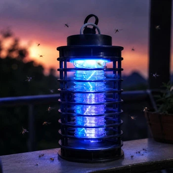 Электрическая ловушка от насекомых Mosquito Control Lamp, лампа от комаров, мошек, мух, низкий уровень шума, безопасна для детей и животных,черная