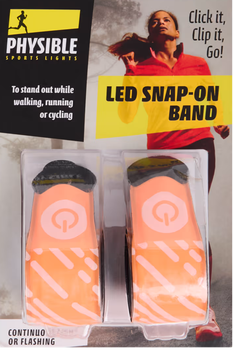 Светоотражающая повязка на руку Physible Led Snap-On Band с LED-подсветкой 2 шт Оранжевая