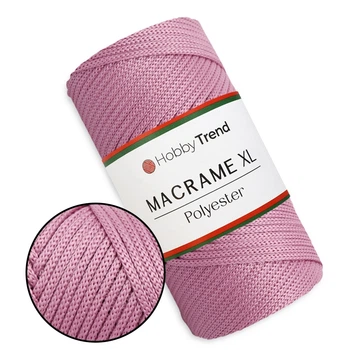 Пряжа Hobby Trend Macrame XL, Пыльная роза №090, полиэфирный шнур макраме 3мм, 250 г/130 м, для вязания сумок, корзин и декора