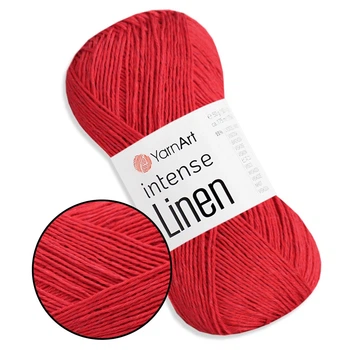 YarnArt Intense Linen Красный №4114 - летняя льняная пряжа, лен с лиоцелем, 50 г / 175 м, для летних топов и ажурных изделий
