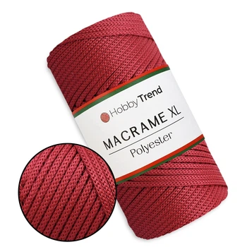 Пряжа Hobby Trend Macrame XL, Вишневый №105, полиэфирный шнур макраме 3мм, 250 г/130 м, для вязания сумок, корзин и декора