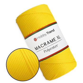Пряжа Hobby Trend Macrame XL, жовта №059, поліефірний шнур для макраме 3 мм, 250 г/130 м, для в'язання сумок, кошиків та декору
