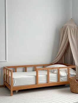 Дитяче дерев'яне ліжко Монтессорі BUSY WOOD Модель 10 на ніжках 140х70 см Натуральне дерево