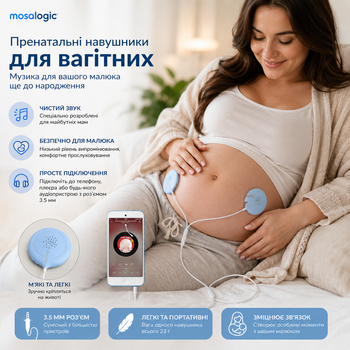 Пренатальні навушники для вагітних Mosalogic Baby Bump Belly Speaker Музичний плеєр для майбутніх мам Синій