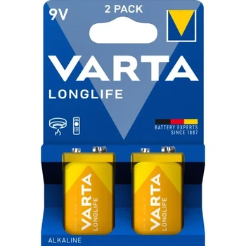 Батарейка Varta Longlife Alkaline Крона 9V (6LR61), набор 2 шт., щелочные батарейки