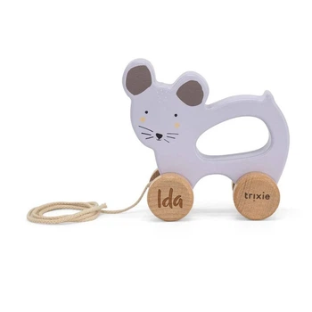 Деревянная игрушка-каталка на веревочке Мышка Trixie Baby (5400858365255)