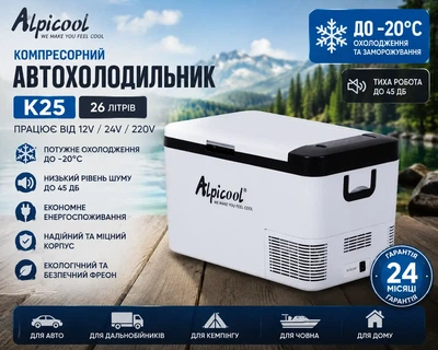 Автохолодильник Alpicool CL50 50 литров охлаждения до -20℃ 12 24 220 вольт