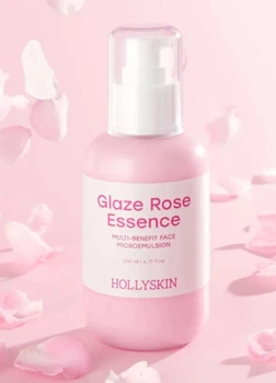 Мультифункциональная розовая микроэмульсия для лица Glaze Rose Essence (2104-01) Комбинированный 200 мл Hollyskin (200 мл)