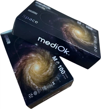 Перчатки смотровые нитриловые Mediok Space нестерильные текстурированные неопудренные Черные Размер M (4820261010442)