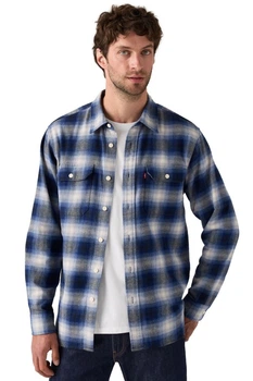 Мужская фланелевая рубашка Levi's 48(M) Синий-клетка (148465)