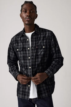 Мужская рубашка в клетку Levi's 52(XL) Чёрный-клетка (148479)