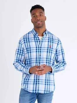 Рубашка хлопковая мужская U.S. Polo Assn 11H0308-XF00A(Sedona Blue Heather) S Синяя (786662490280)