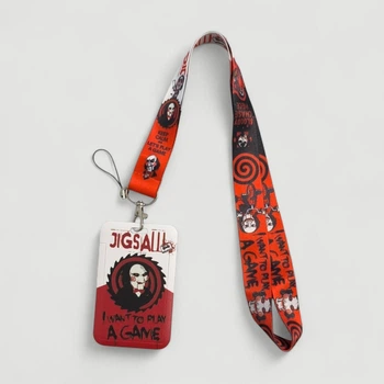 Шнурок на шею с бейджем для карт и пропусков Jigsaw «Пила: Я хочу сыграть в игру» с карабином и ремешком 45 см Красно-белый