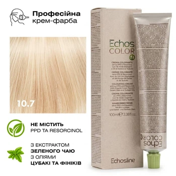 Крем-фарба для волосся Echosline Echos Color 10.7 Пісочний платиновий блонд 100 мл